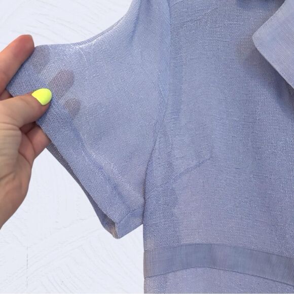 Vintage 90s periwinkle sheer midi open short sleeve blazer - Picture 3 of 8